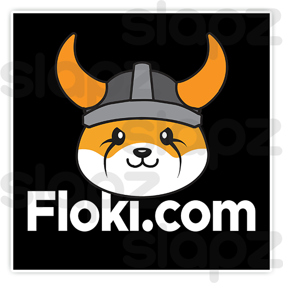 FLOKI STICKER #5 - LOGO TEXT (Square)