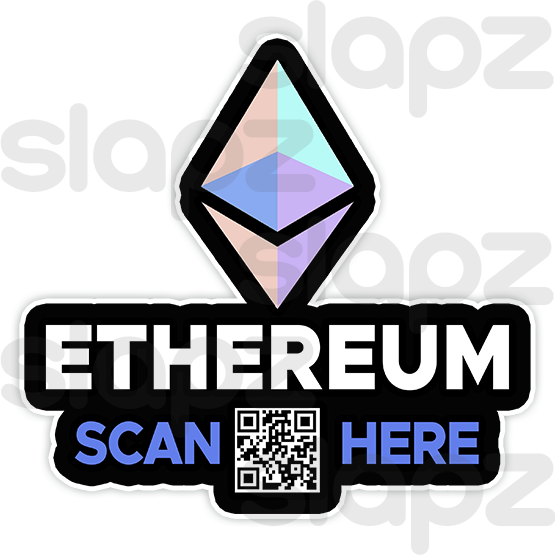 ETHEREUM STICKER #8 - LOGO TEXT QR CODE (Diecut)