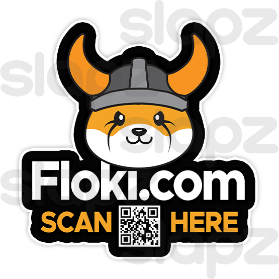 FLOKI STICKER #8 - LOGO TEXT QR CODE (Diecut)