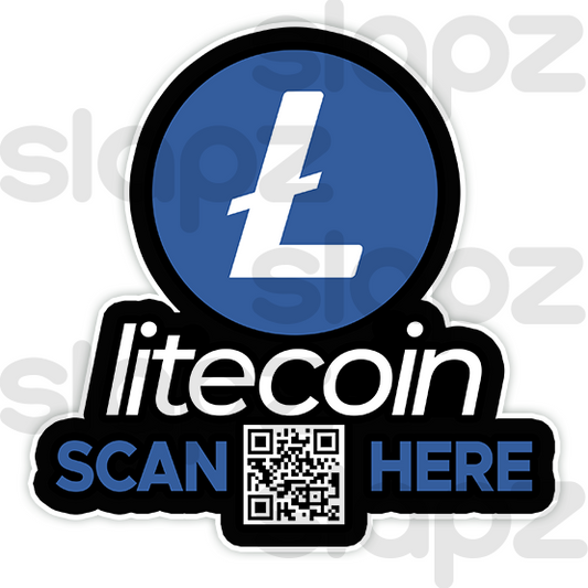 LITECOIN STICKER #8 - LOGO TEXT QR CODE (Diecut)